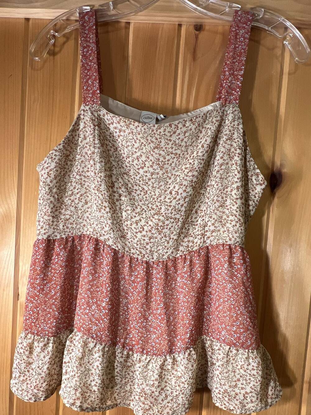 Paper Crane Floral Print Sleeveless Tiered Blouse Top Medium C11633BT